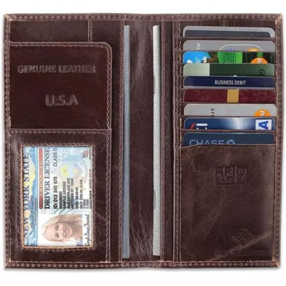 New Luxury Men’s Wallet RFID Vintage Style Premium Genuine Leather Bifold Wallet - Picture 3 of 7